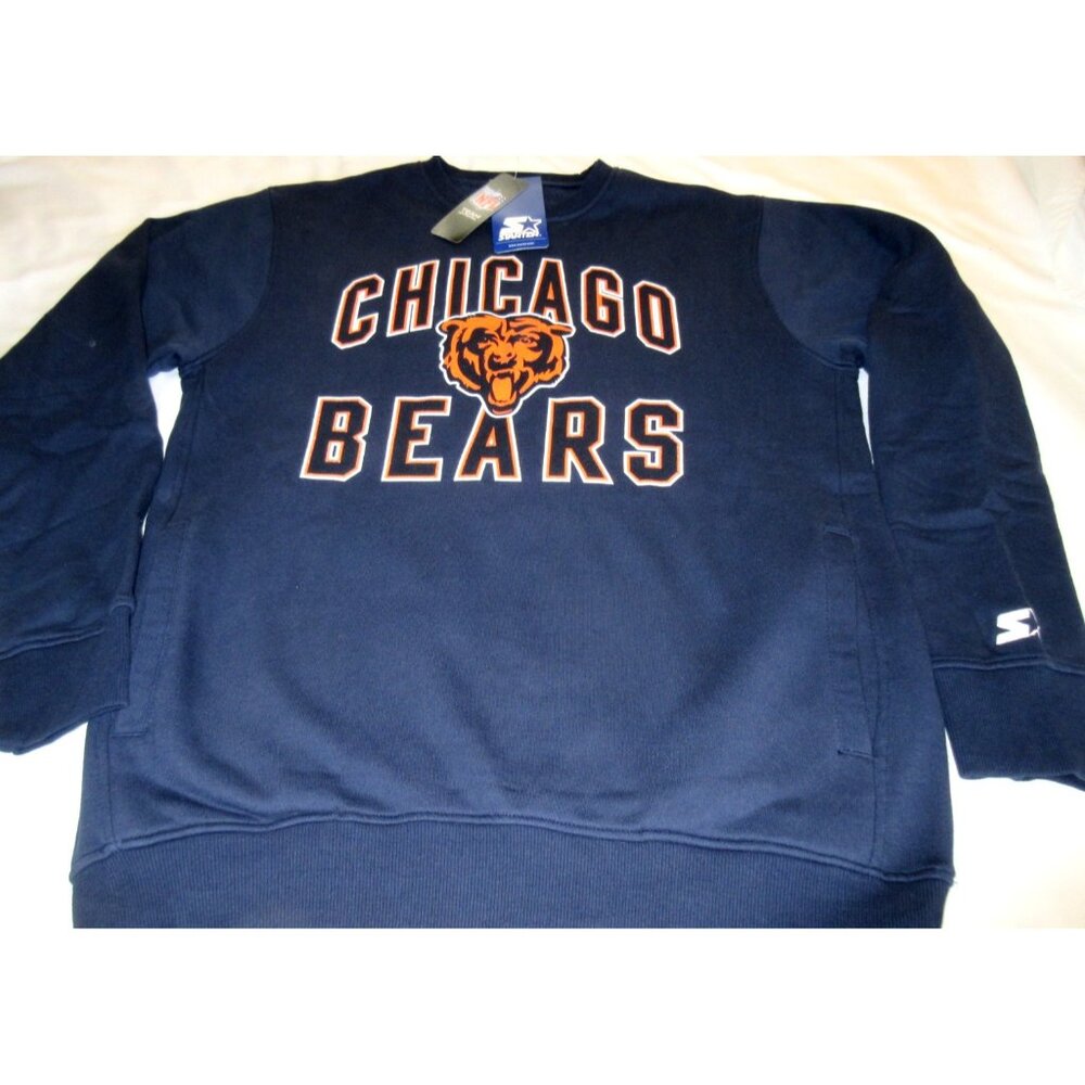 NFL Chicago Bears Starter Men's Crewneck Graphic Sweatshirt Blue Orange NEW - Picture 6 of 8